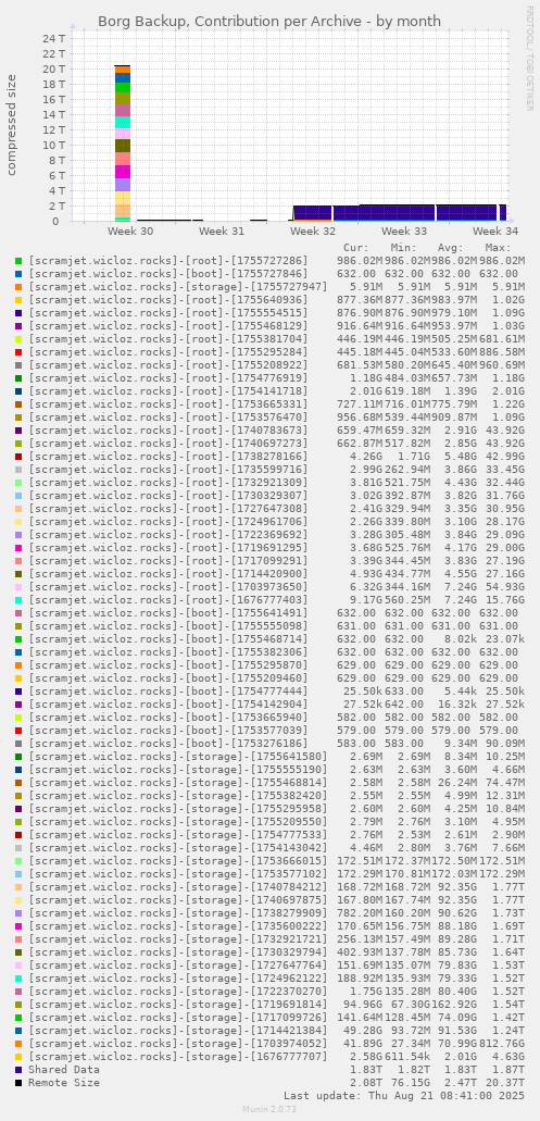 Borg Backup, Contribution per Archive